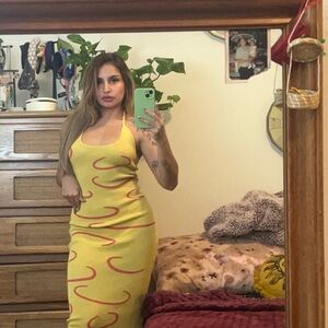 Yellow and Red Women's Vintage Dress